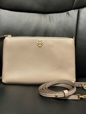 Tory Burch Kira Pebbled gray Leather Crossbody